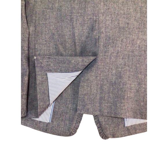 J. Crew Regent Blazer in Chambray w/Ruffle Trim Blue Cotton Outer Womens Size 8 - Picture 4 of 12